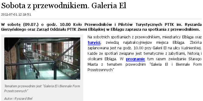 Sobota z przewodnikiem. Galeria El