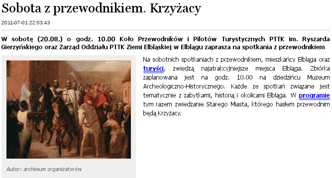 Sobota z przewodnikiem. Krzyżacy