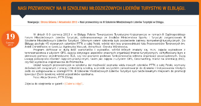 Nasi przewodnicy na III Szkolenie Młodzieżowych Liderów Turystyki w Elblągu.